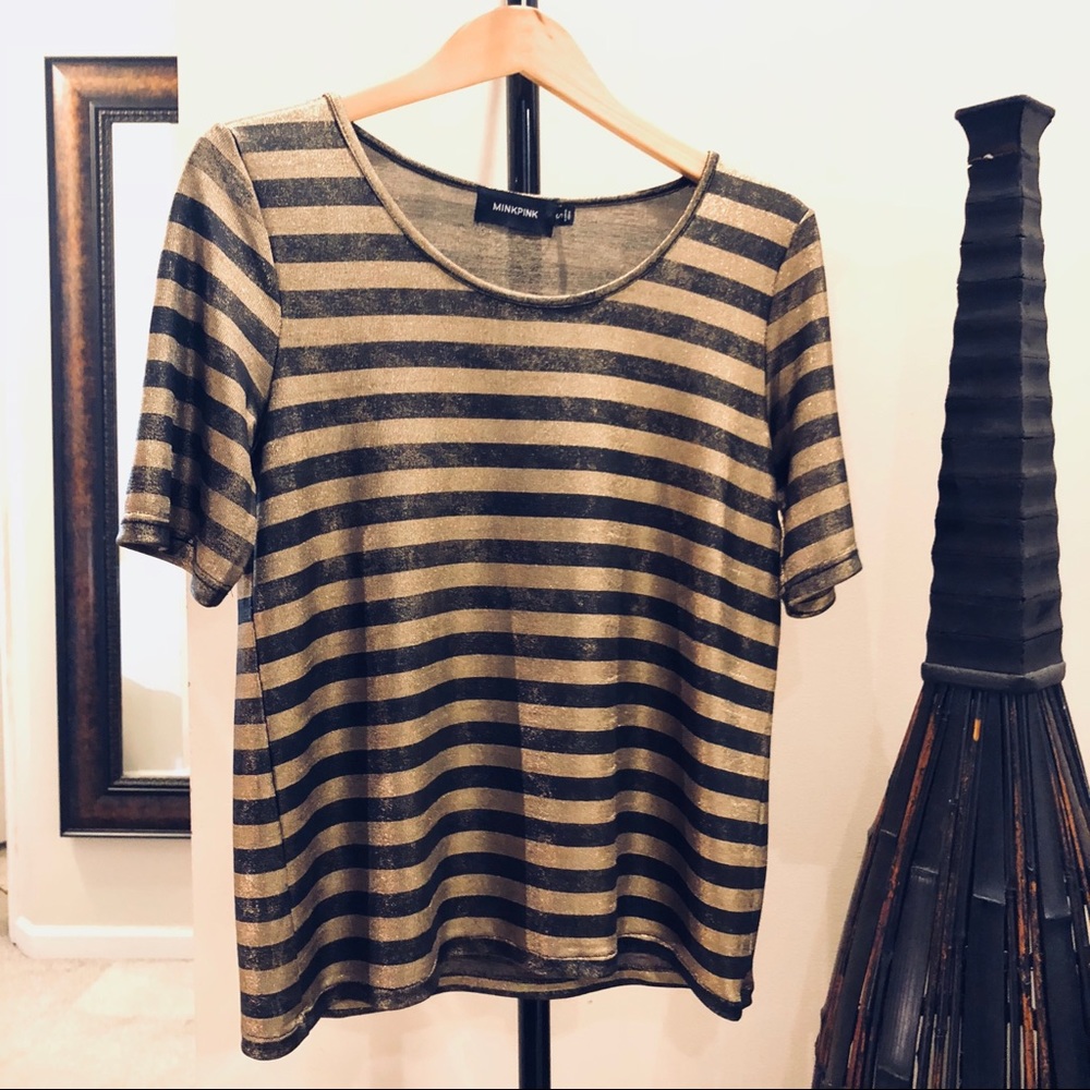 MINKPINK Metallic Striped Shirt | sz S